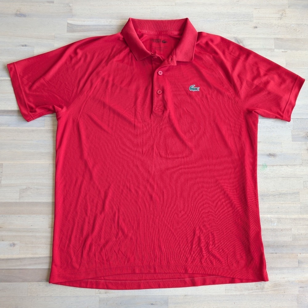 Lacoste Sport Red Polo‎ Shirt Men's XL Ultra Dry Performance Golf Tennis. NWOT